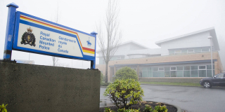 The Campbell River RCMP office on a foggy day.