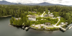 An aerial shot of the Bamfield Marine Science Centre.