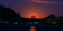 The Buck Moon rises over Shack Island.