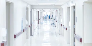 An emtpy hospital hallway.