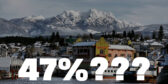 A picture of Port Alberni's mountain background with "47%???" over top.