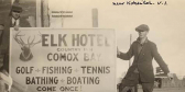 A historical photograph of an ad for the Elk Hotel in Comox.